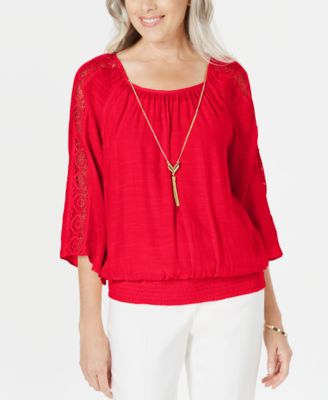 macys ladies red tops