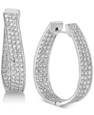 image of Diamond Oval Hoop Earrings (3 ct. t.w.) in 14k White Gold