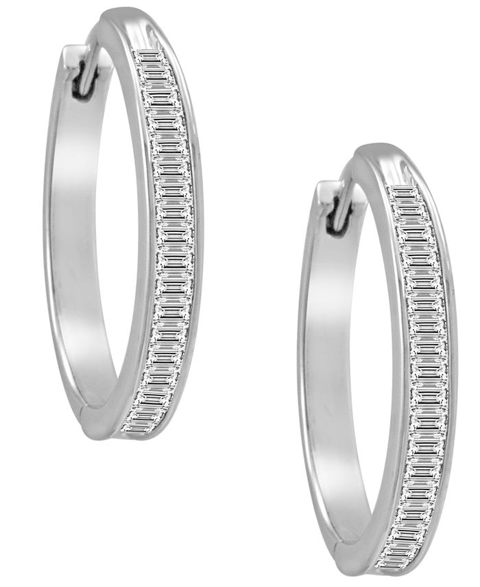 Macy's Diamond Hoop Earrings in Sterling Silver