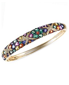 Watercolors by EFFY® Multicolor Sapphire (7-5/8 ct. t.w.) and Diamond (1/4 ct. t.w.) Starfish Bangle in 14k Gold, Created for Macy's