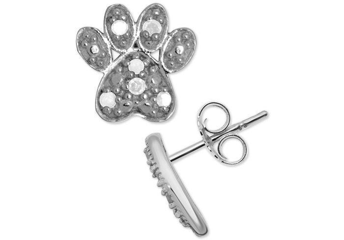 Diamond Dog Paw Stud Earrings (1/10 ct. t.w.) in Sterling Silver