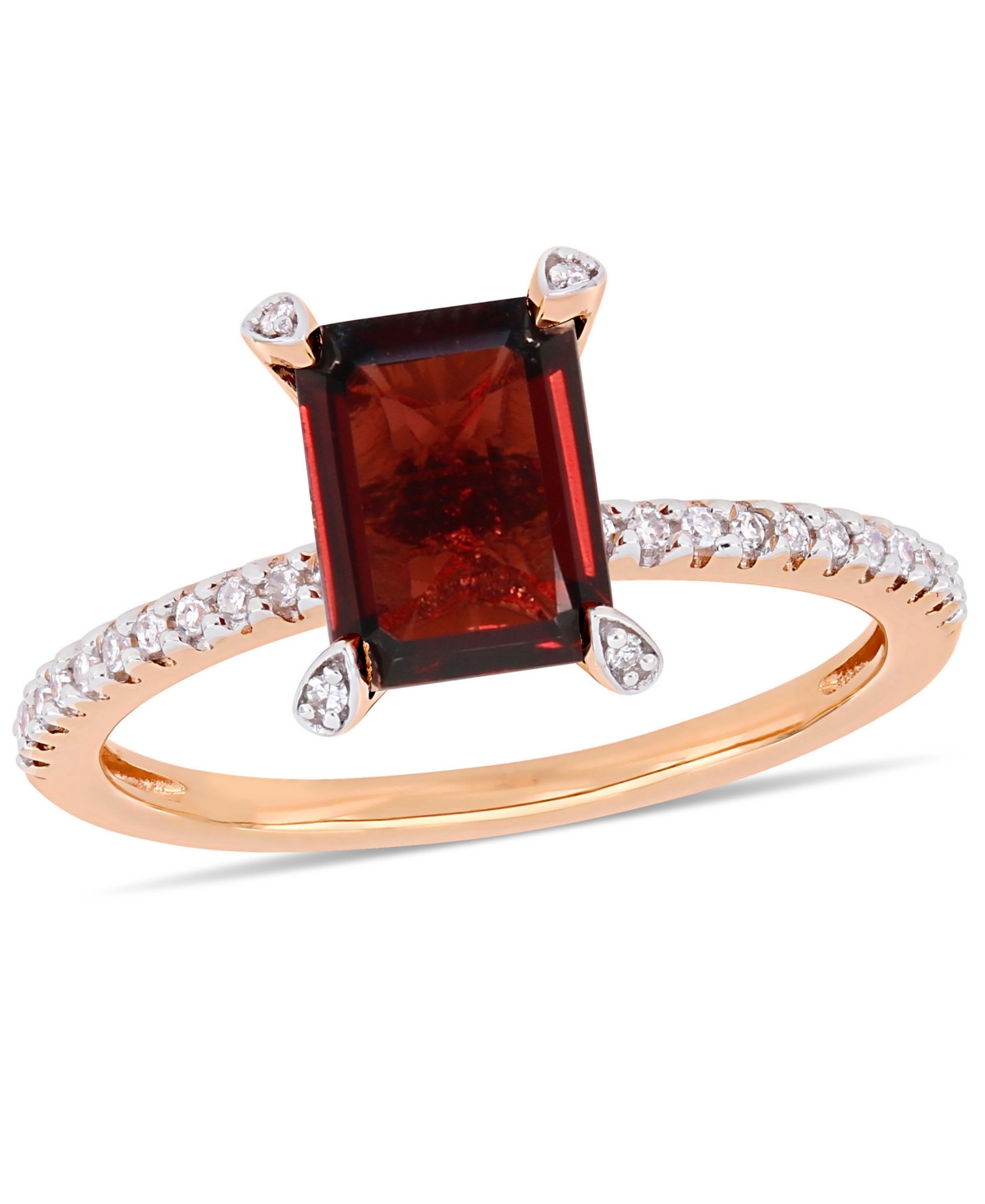 Macy's Garnet (2-1/8 Ct.t.w.) And Diamond (1/10 Ct.t.w.) Ring In 10k Rose Gold