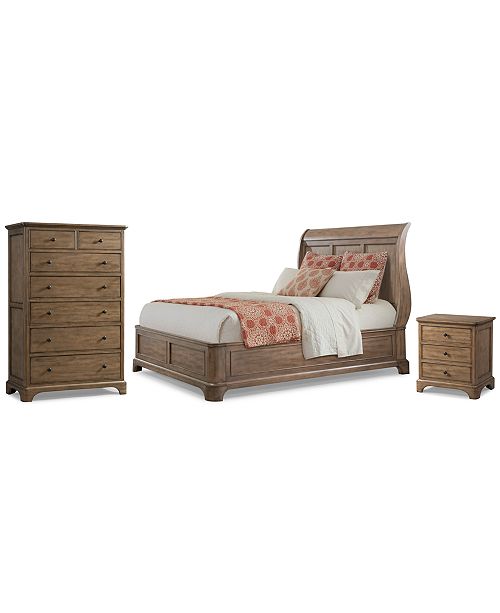 Gunnison Solid Wood Bedroom Furniture 3 Pc Set King Bed Nightstand Chest