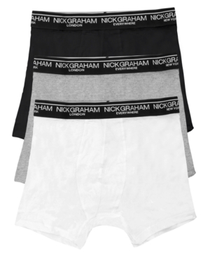 Nick Graham Men's 3 Pack Cotton Solid Boxer Briefs