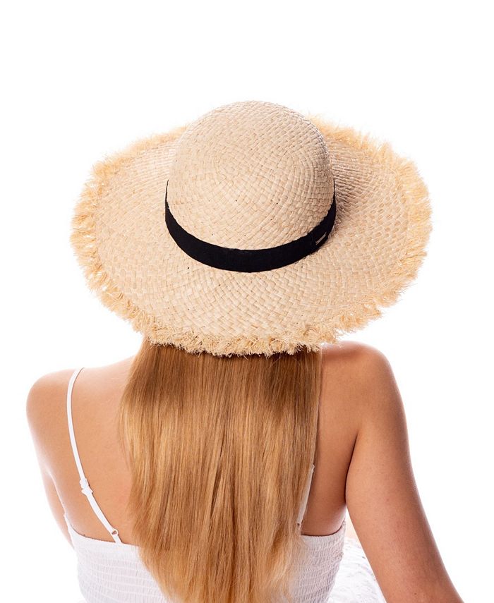 Epoch Hats Company Angela & William Raffia Straw Raw Edge Floppy Hat