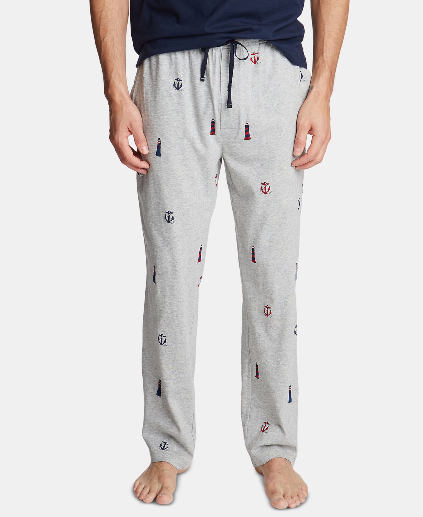 Пижамные брюки для мужчин, хлопок — Nautica, цвет: Серый меланжевый — фото 1