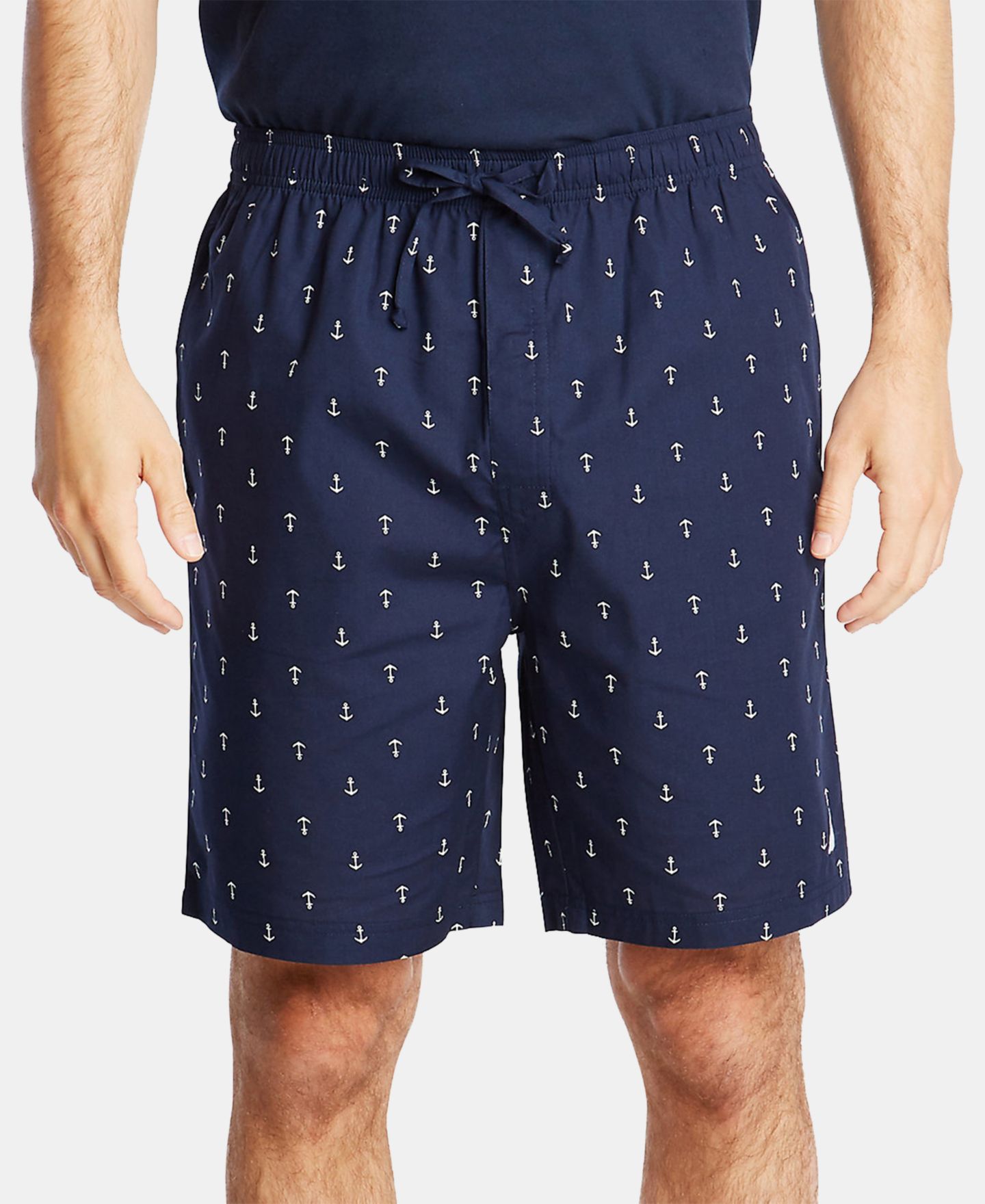 Пижамные шорты Anchor-Print для мужчин, хлопок — Nautica, цвет: Тёмно-синий — фото 1