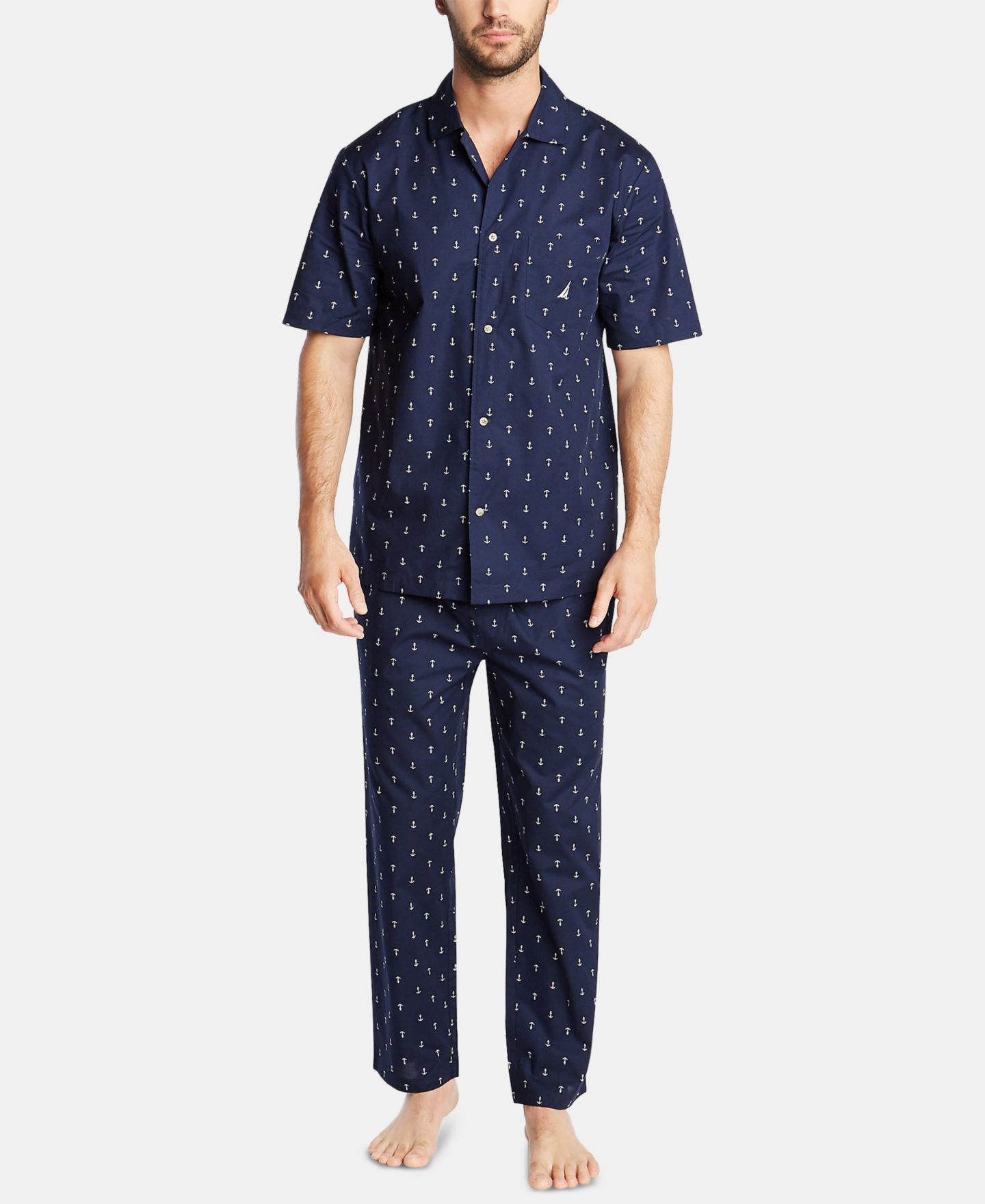 Пижамные брюки Anchor-Print для мужчин, хлопок — Nautica, цвет: Тёмно-синий — фото 4