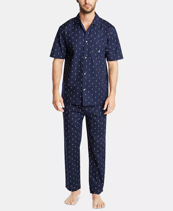 Men's Cotton Anchor-Print Pajama Pants - thumbnail 4