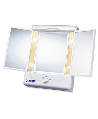 Conair TM7LX Double-Sided Lighted Makeup Mirror with 3 Panels and 4 Light Settings