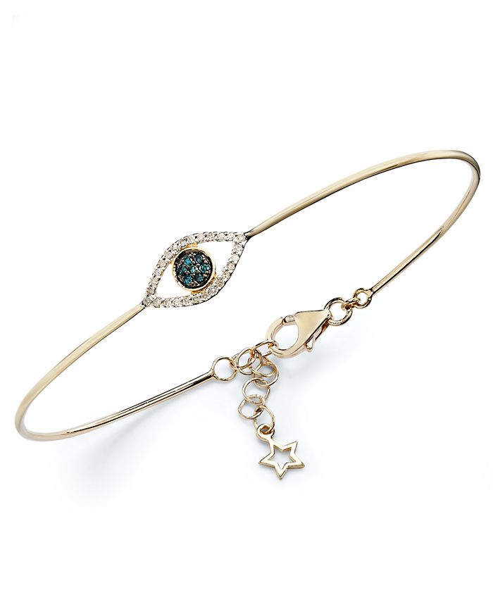 Wrapped Diamond Accent Evil Eye Wire Bracelet in YellOra Created