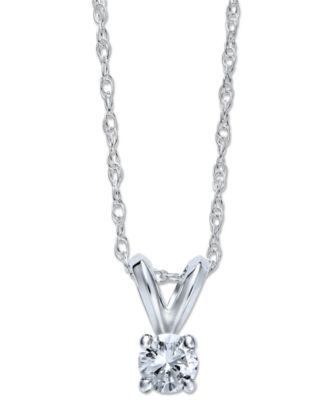 Macy's - Round-Cut Diamond Pendant Necklace in 10k White Gold (1/6 ct. t.w.)