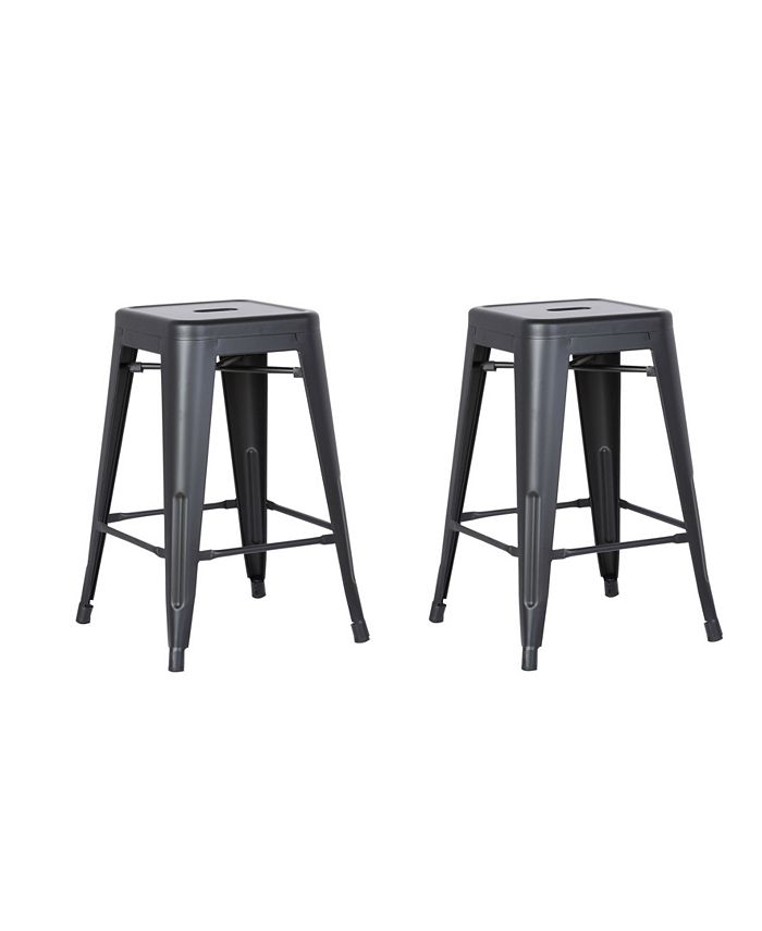 AC Pacific 24 Metal Barstool Set of 2 - Country Rustic Style with Low