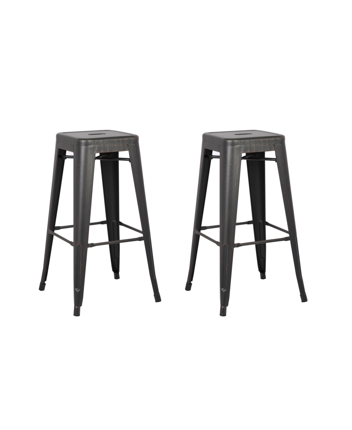 Ac Pacific Backless Industrial Metal Bar Stool, Set of 2