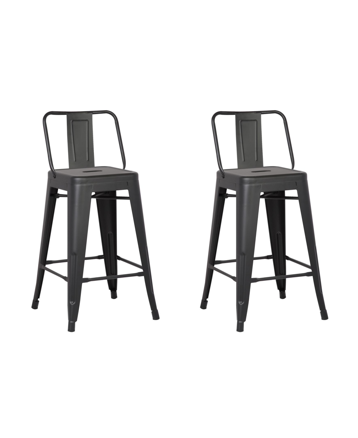 Ac Pacific Industrial Metal Barstools with Bucket Back and 4 Legs, Set of 2