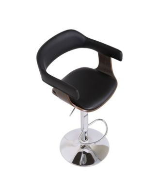 Contemporary Swivel Adjustable Barstool with Padded Armrests