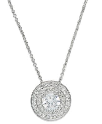 Danori - Necklace, Silver-Tone Crystal Cubic Zirconia Circle Pendant (1 ct. t.w.)