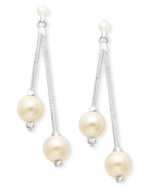 Charter Club Silver-Tone Acrylic Pearl Double Drop Earrings