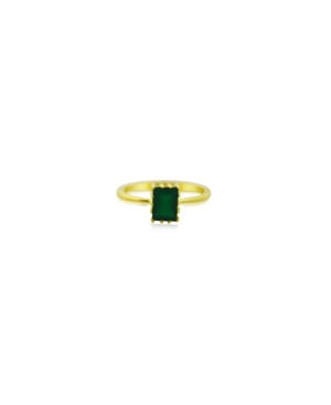 image of Rectangle Green Agate (1 ct. t.w.) Stack Ring Set in Gold Plated Sterling Silver