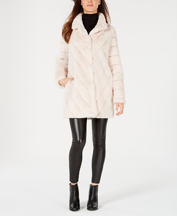 Calvin Klein Chevron Faux-Fur Coat & Reviews - Coats & Jackets - Women -  Macy's