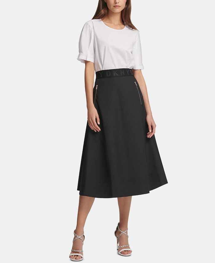 DKNY Zipper-Pocket Midi Skirt - Macy's