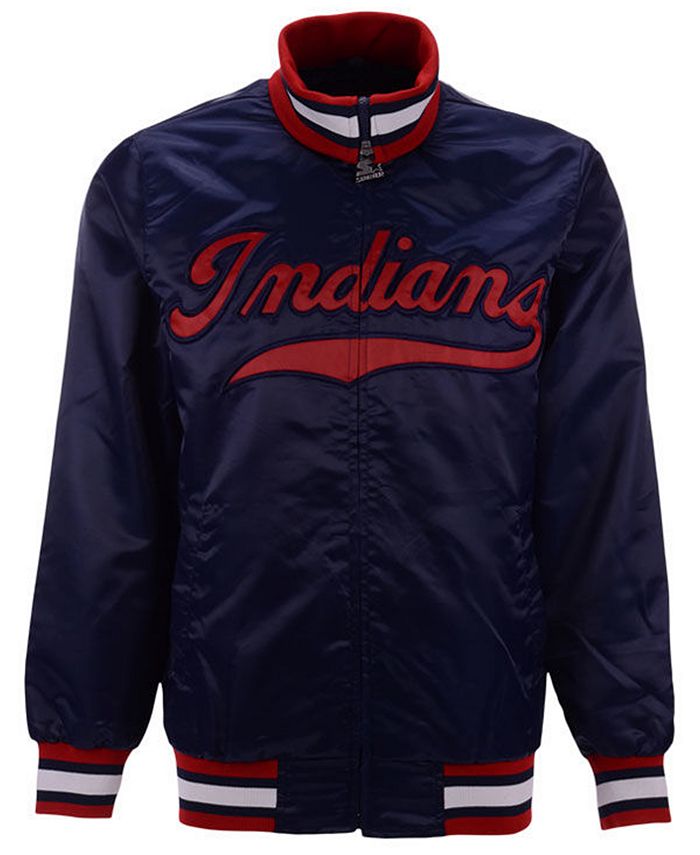 Starter Men's Cleveland Indians Captain Coop Satin Jacket - Macy's