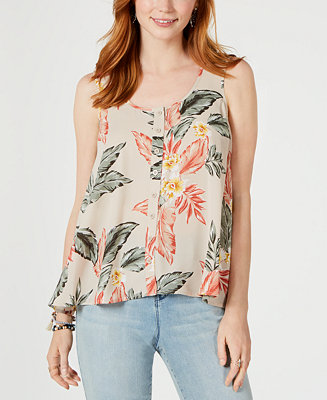 Style & Co Printed Scoop-Neck Swing Top, 