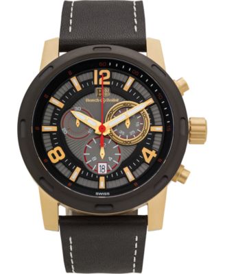 gold watch black leather strap