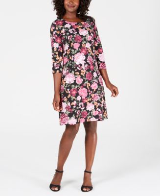 Karen Scott Petite Printed Scoop-Neck Dress, Created for Macy's - Macy's