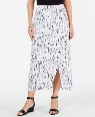 JM Collection Crinkle Texture Button-Trim Skirt, Created for Macy's ...