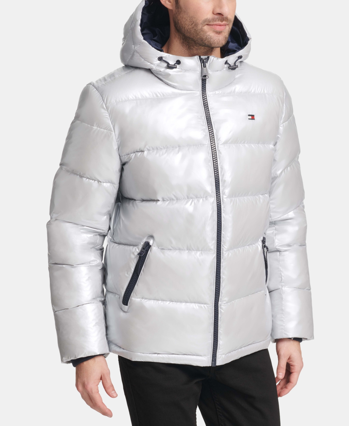 manuskript Risikabel Omkreds Tommy Hilfiger Men's Pearlized Performance Hooded Puffer Coat In Grey Down  | ModeSens