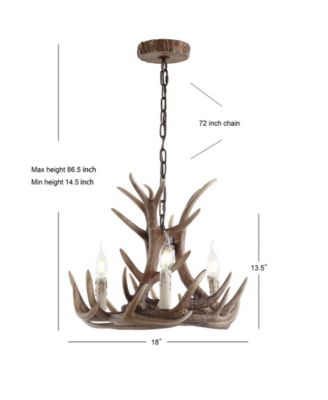 Eldora 18" Adjustable Resin Antler 3-Light LED Chandelier