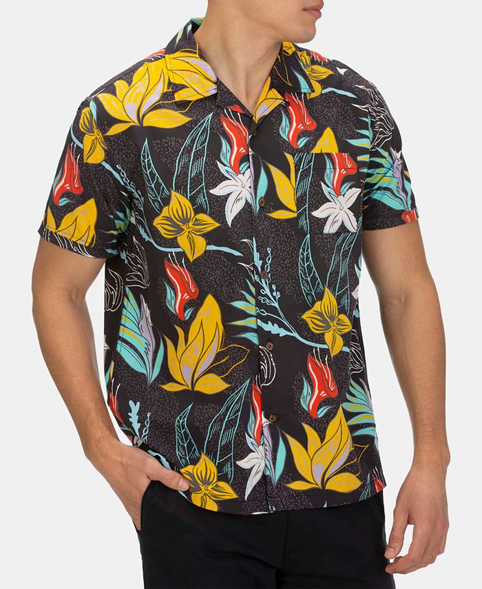 Hurley Men's Domino Floral Graphic Shirt & Reviews - Casual Button-Down ...