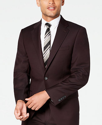 Calvin Klein Men's X-Fit Slim-Fit Stretch Burgundy Textured Suit Jacket &  Reviews - Blazers & Sport Coats - Men - Macy's