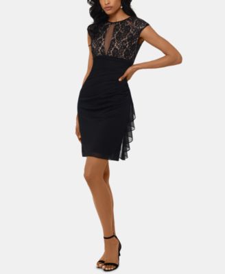 Betsy & Adam Ruched Lace Sheath Dress - Macy's