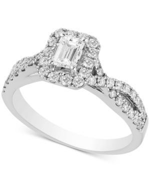 image of Diamond Twist Halo Engagement Ring (1 ct. t.w.) in 14k White Gold