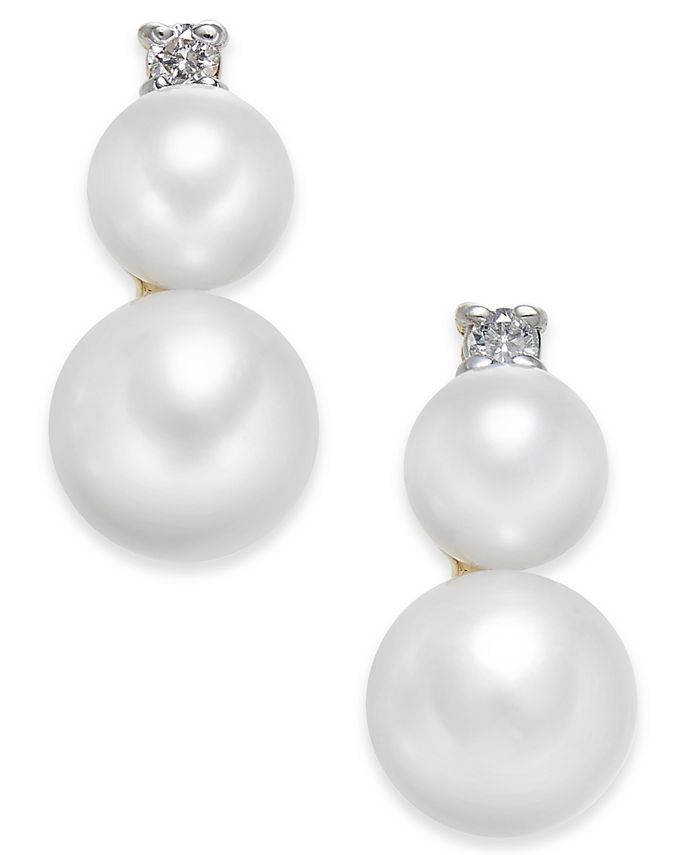 Macy's Cultured Freshwater Pearl (5mm & 7mm) & Diamond Accent Stud ...