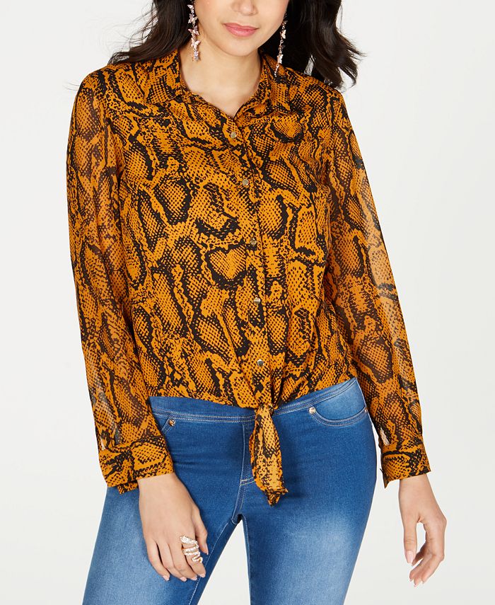 Thalia Sodi Snake Print Button Up Blouse, Created for Macy's - Macy's