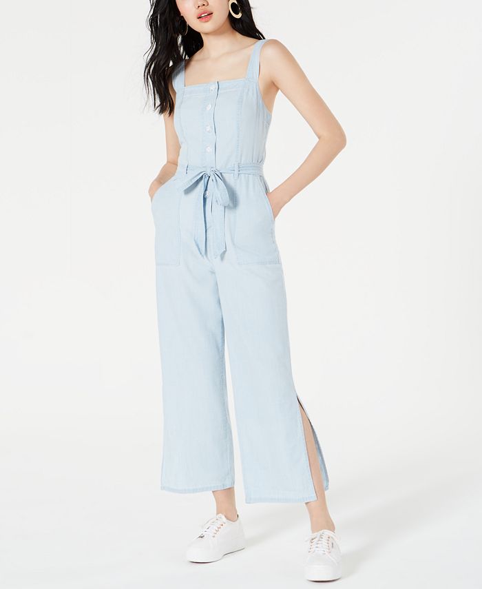 OAT Cotton SplitLeg Denim Jumpsuit Macy's