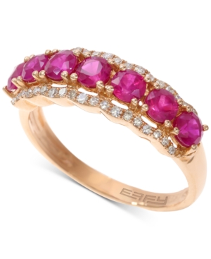 image of EffyCertified Ruby (1-5/8 ct. t.w.) & Diamond (1/8 ct. t.w.) Statement Ring in 14k Rose Gold