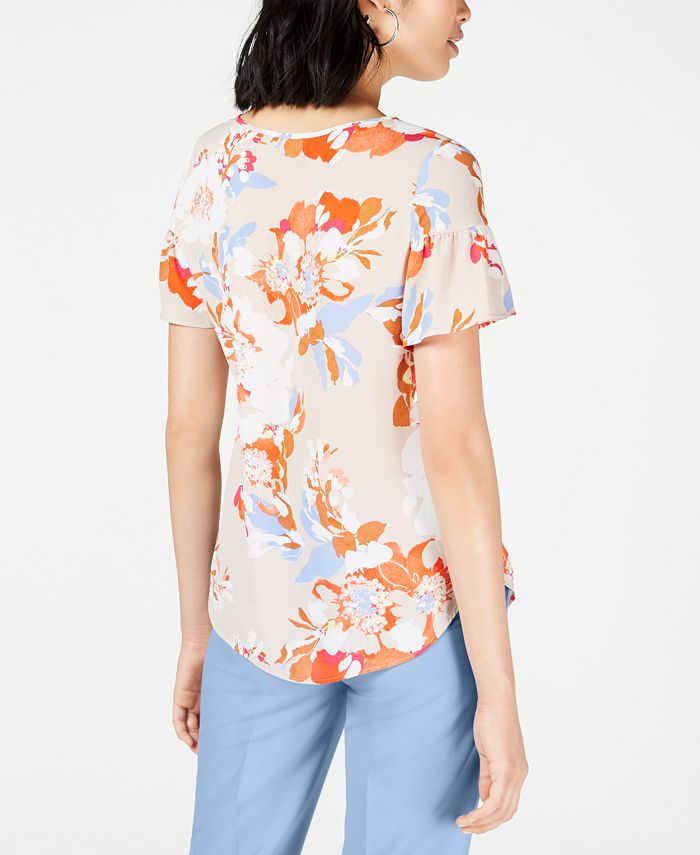 Bar III Floral-Printed Blouse, Created for Macy's & Reviews - Tops ...