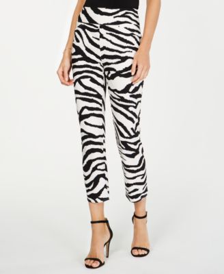 INC International Concepts - Zebra-Print Cropped Skinny Pants