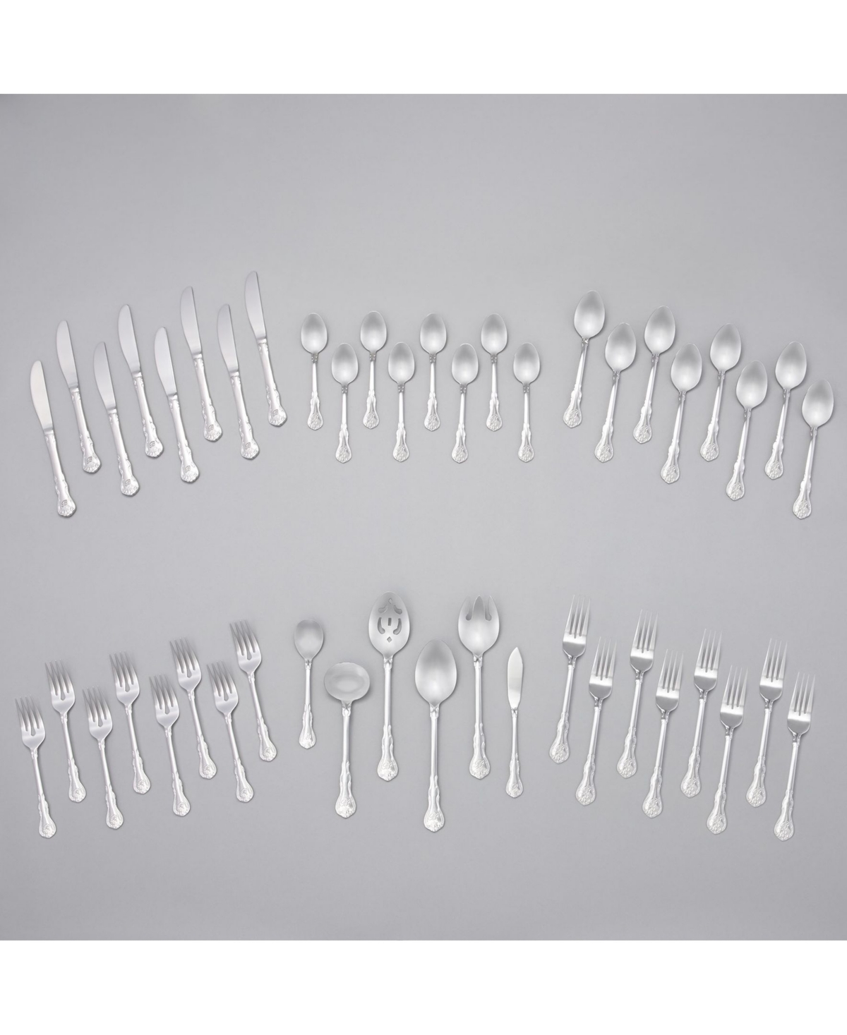 Riverridge Bouquet 46 Piece Monogrammed Flatware Set - M, Service for 8