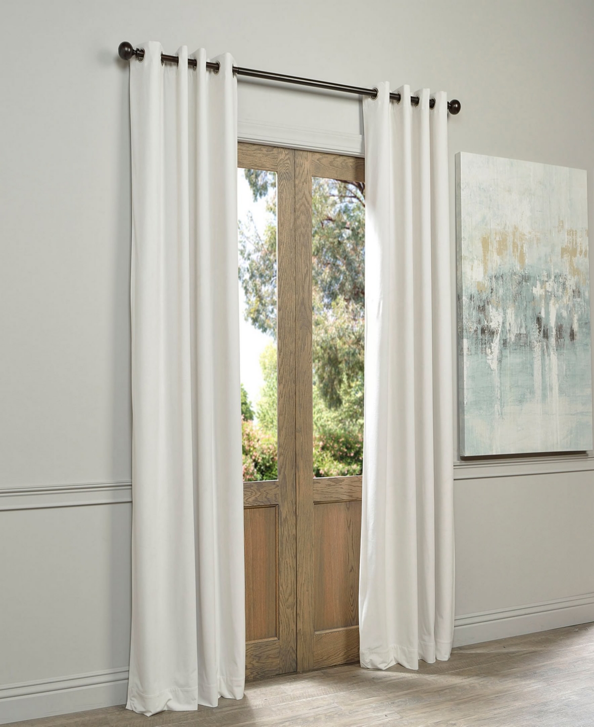 Half Price Drapes Porcelain White Grommet Signature Velvet Blackout Curtain In White