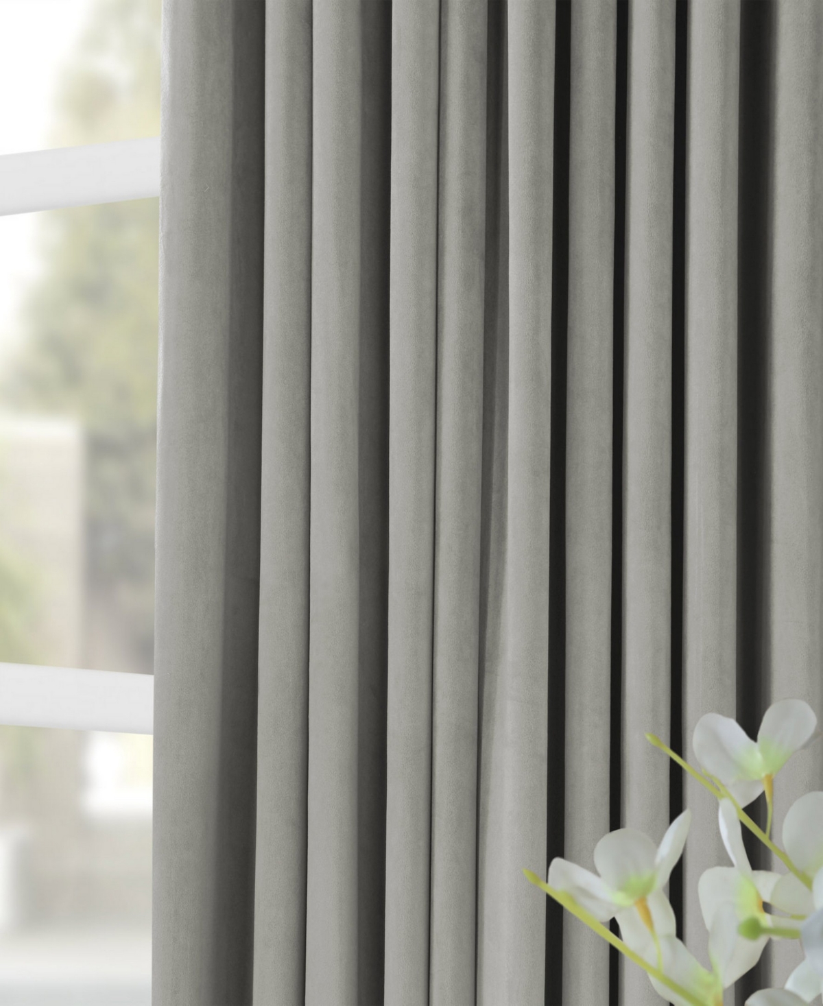 Half Price Drapes Silver Grey Signature Extra Wide Velvet Blackout Curtain In Grey