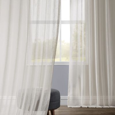 Textured Faux Linen Sheer Curtain