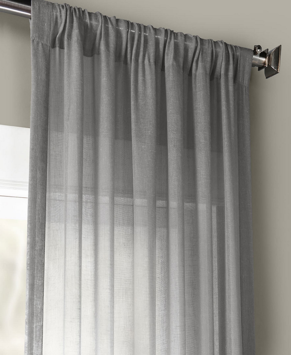 Half Price Drapes Textured Faux Linen Sheer Curtain