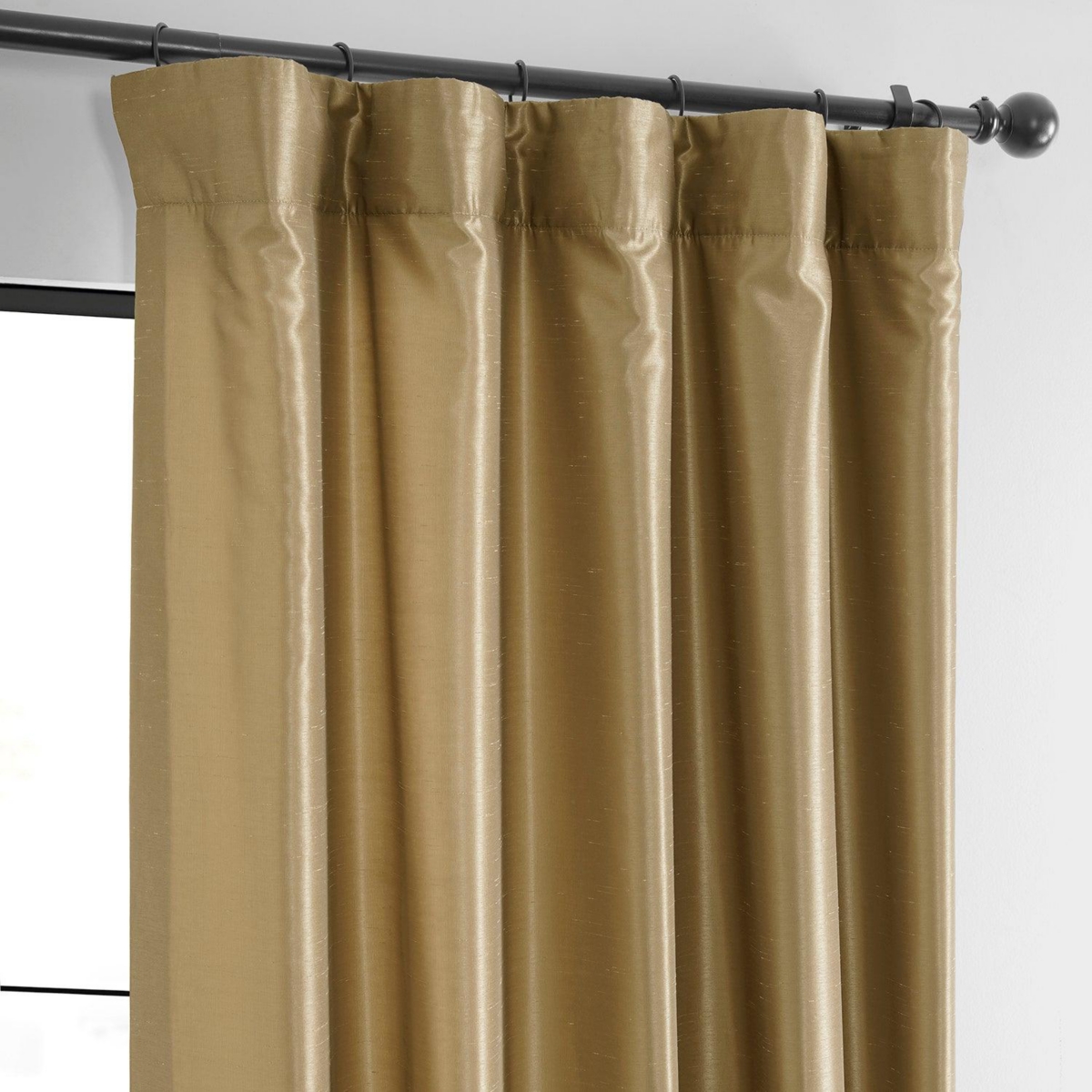 Half Price Drapes Flax Gold Vintage Textured Faux Dupioni Silk Blackout Curtain