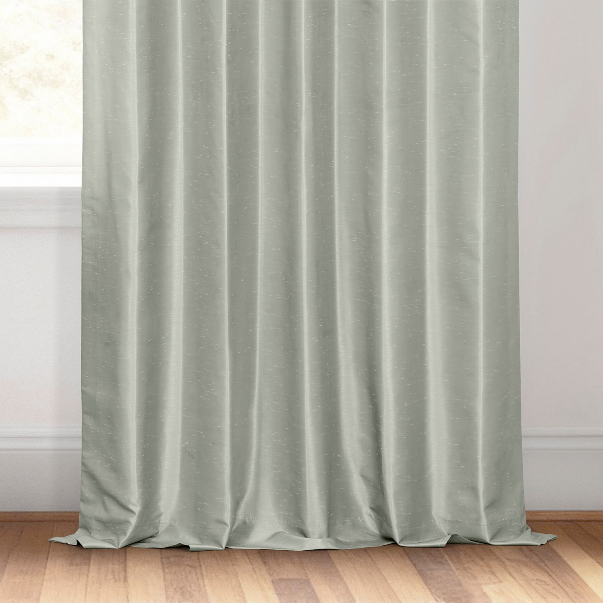 Half Price Drapes Silver Vintage Textured Faux Dupioni Silk Blackout Curtain