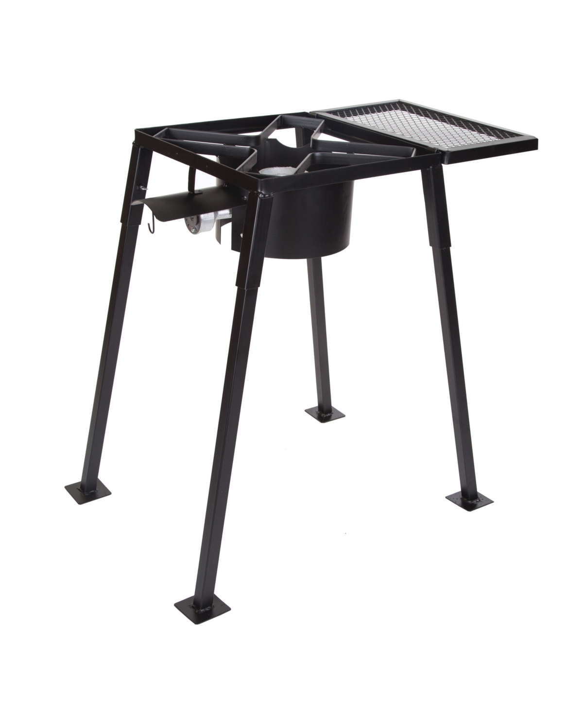 Single Burner Outdoor Propane Stove with Mesh Shelf - Black